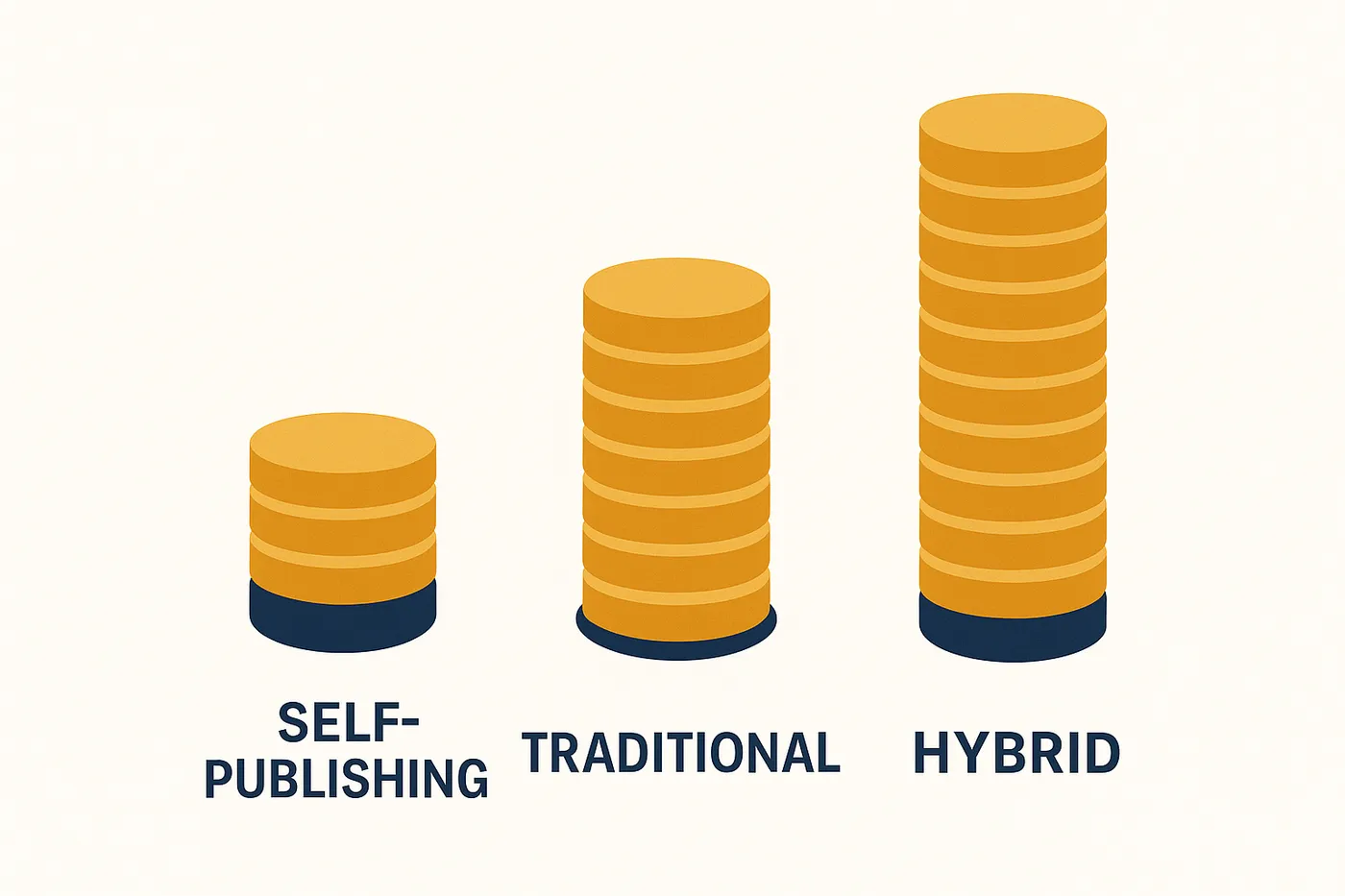 A bar chart comparing relative total investment across self-publishing, traditional publishing, and hybrid publishing